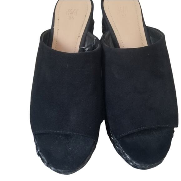 H&M Black Mules Wedge size 5.5 - Picture 5 of 9